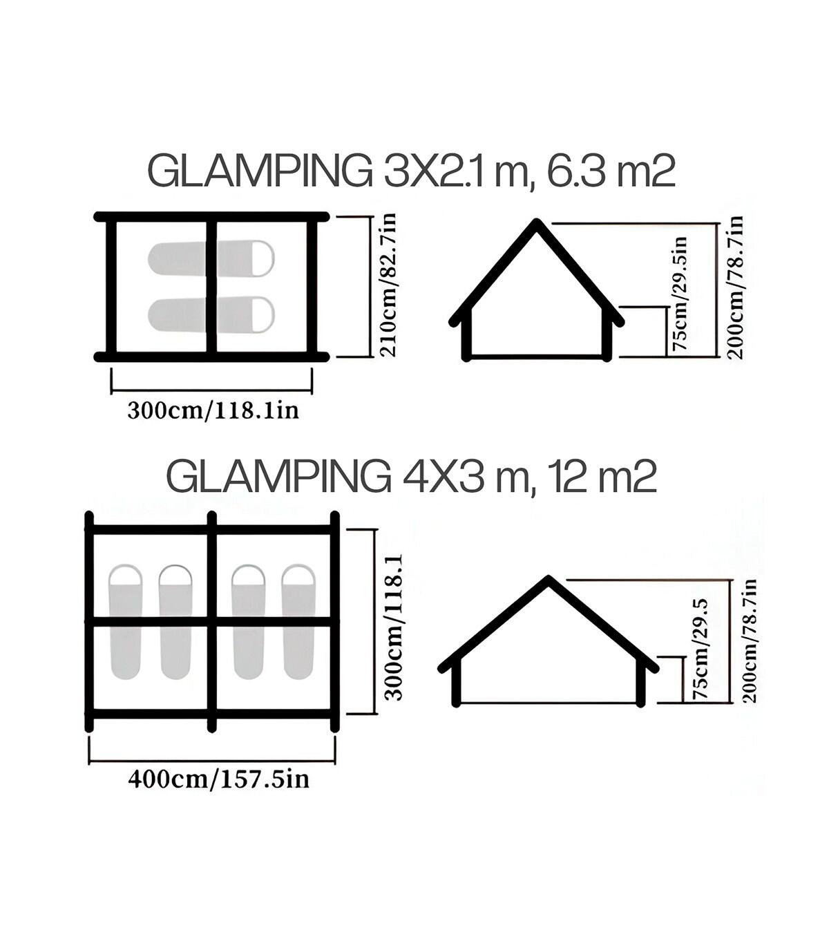 Tienda de campaña inflable Luxury Glamping 4x3m para 4 personas 6/7