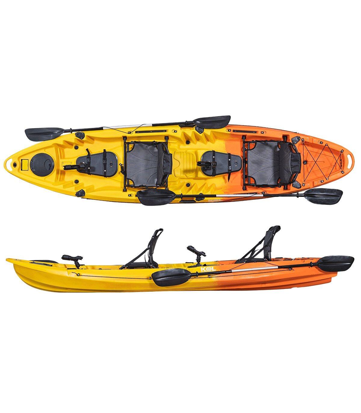 Caiaque de pesca duplo OCEANUS PRO cadeiras de alumínio amarelo laranja 375x86cm 2/7