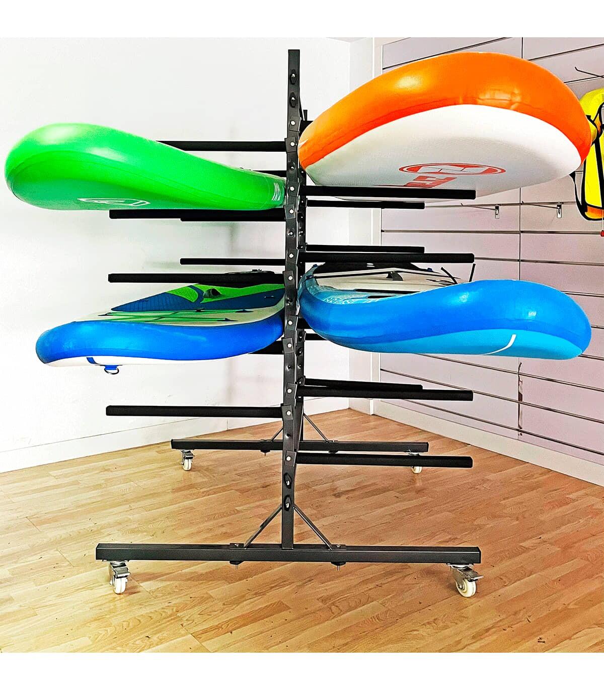 Présentoir à roulettes pour 10 planches de surf ou paddle 130x130x185 cm 6/6