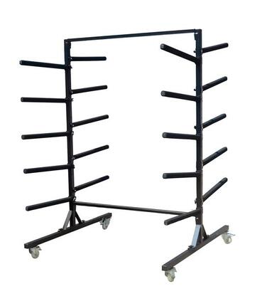 Présentoir à roulettes pour 10 planches de surf ou paddle 130x130x185 cm