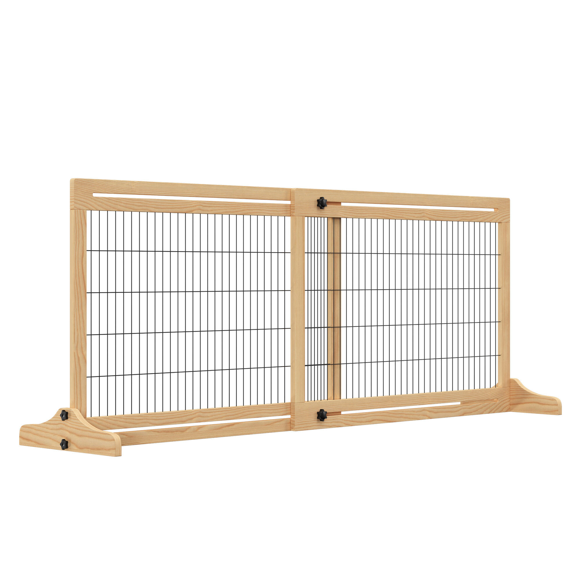 Barreira de segurança para cães pawhut 183x36x69 cm cor de madeira natural