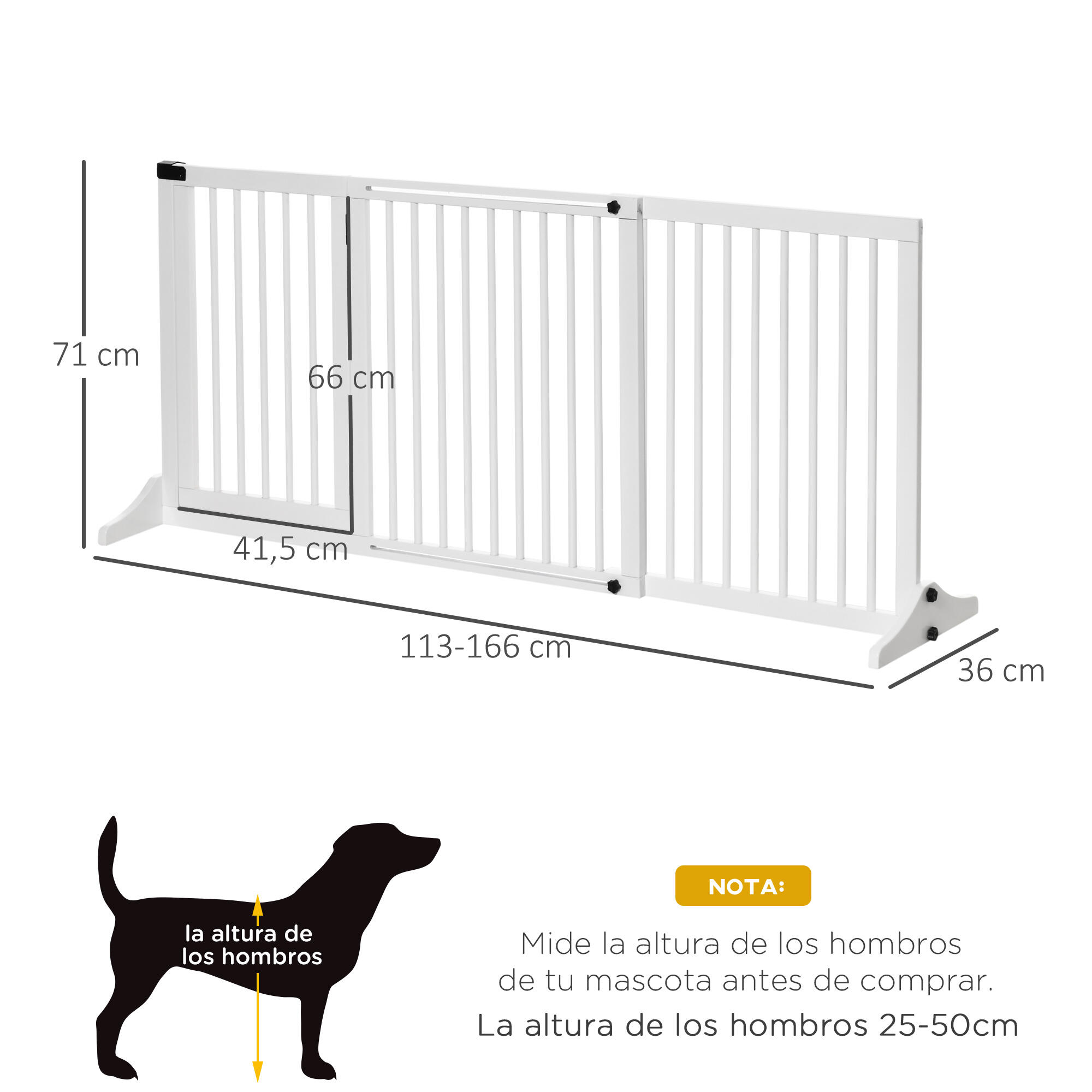 Barreira de Segurança PawHut 166x36x71 cm Branco 3/7