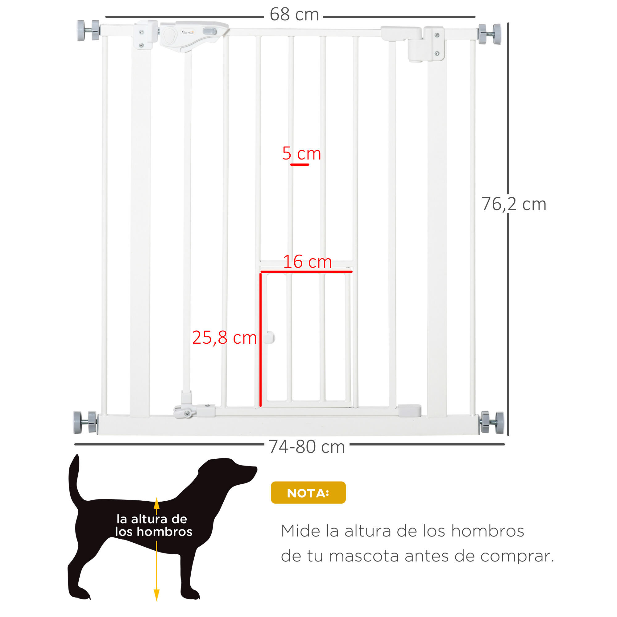 Barreira de Segurança para Cães PawHut 68x76,2 cm Branco 3/7