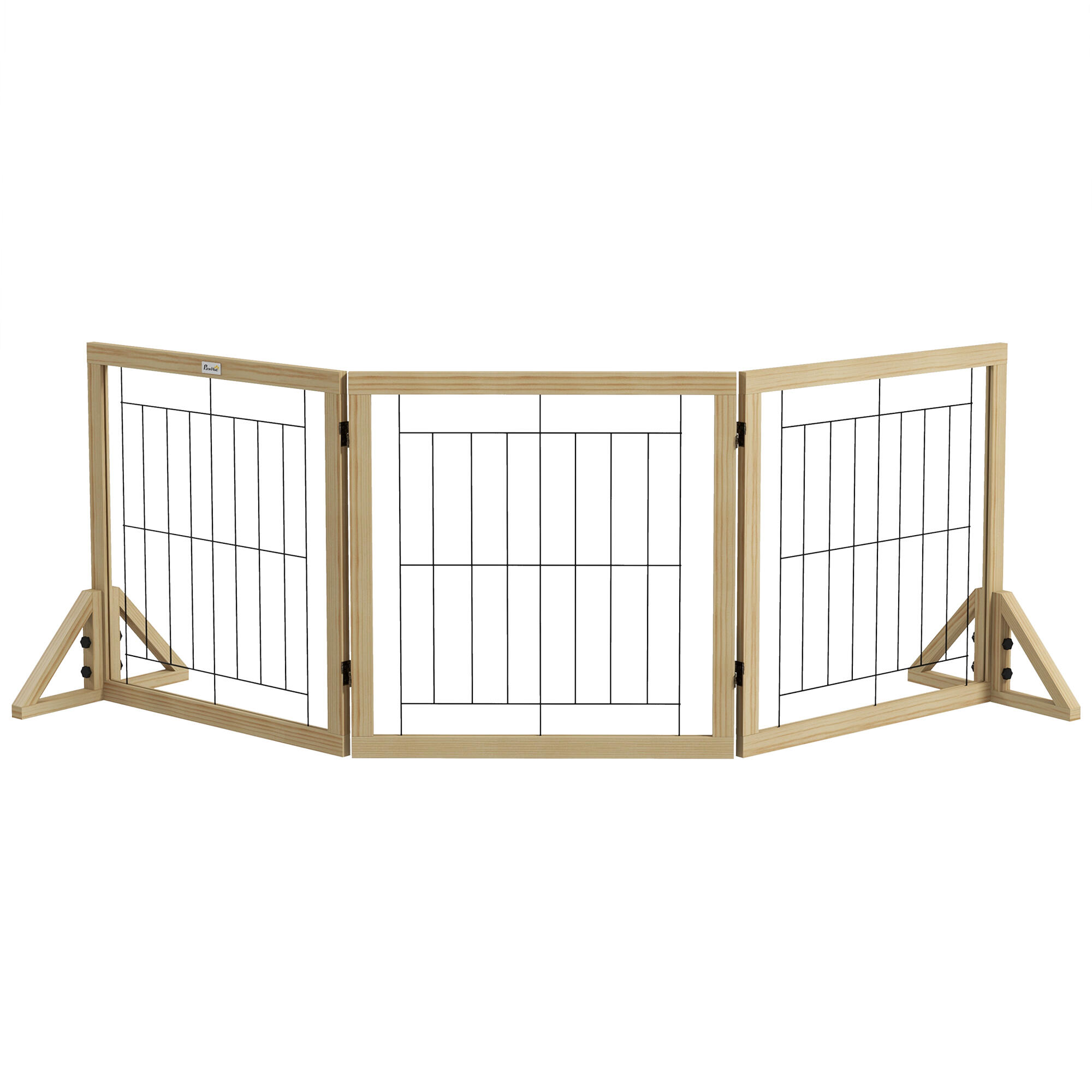 PAWHUT Barreira para cães PawHut 210x44x70 cm cor de madeira natural