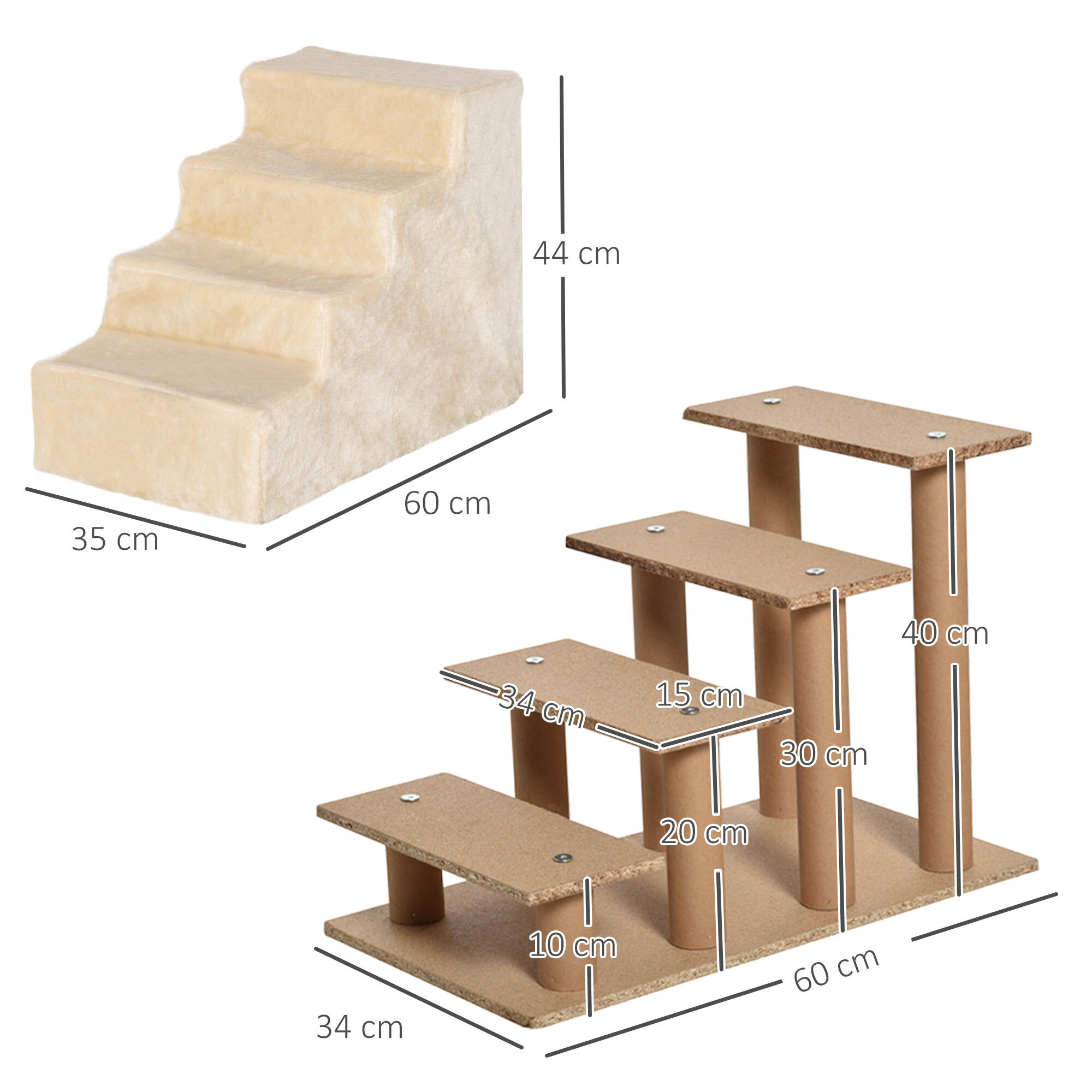 Escalera para Perros PawHut 60x35x44 cm Beige 3/7
