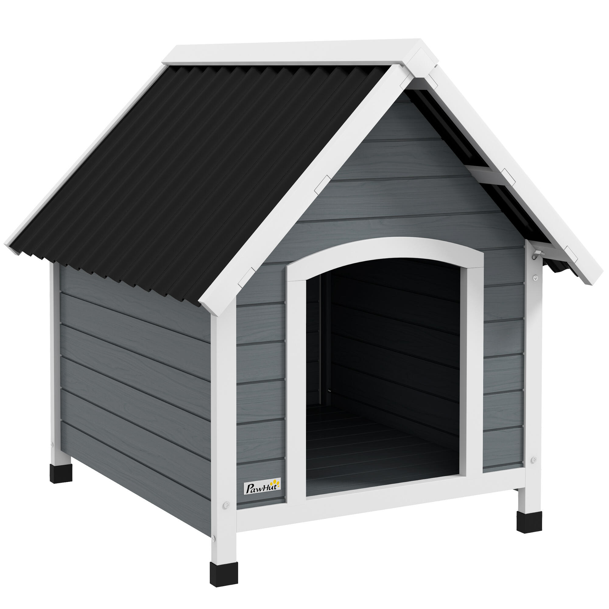 Casota para cães 75x88x82 cm cinzento pawhut