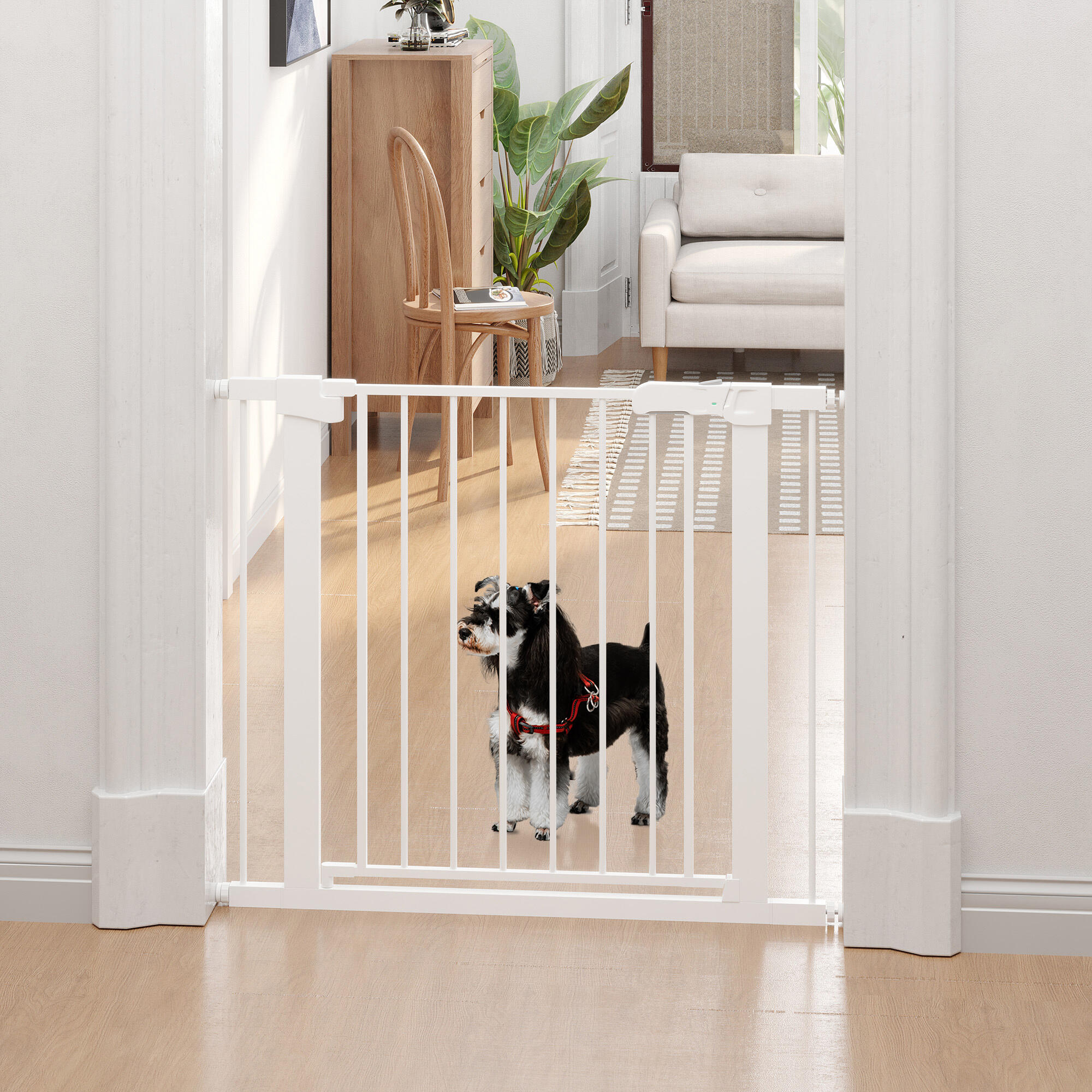 Barrera de Seguridad de Perros PawHut 96x5x76 cm Blanco 2/7