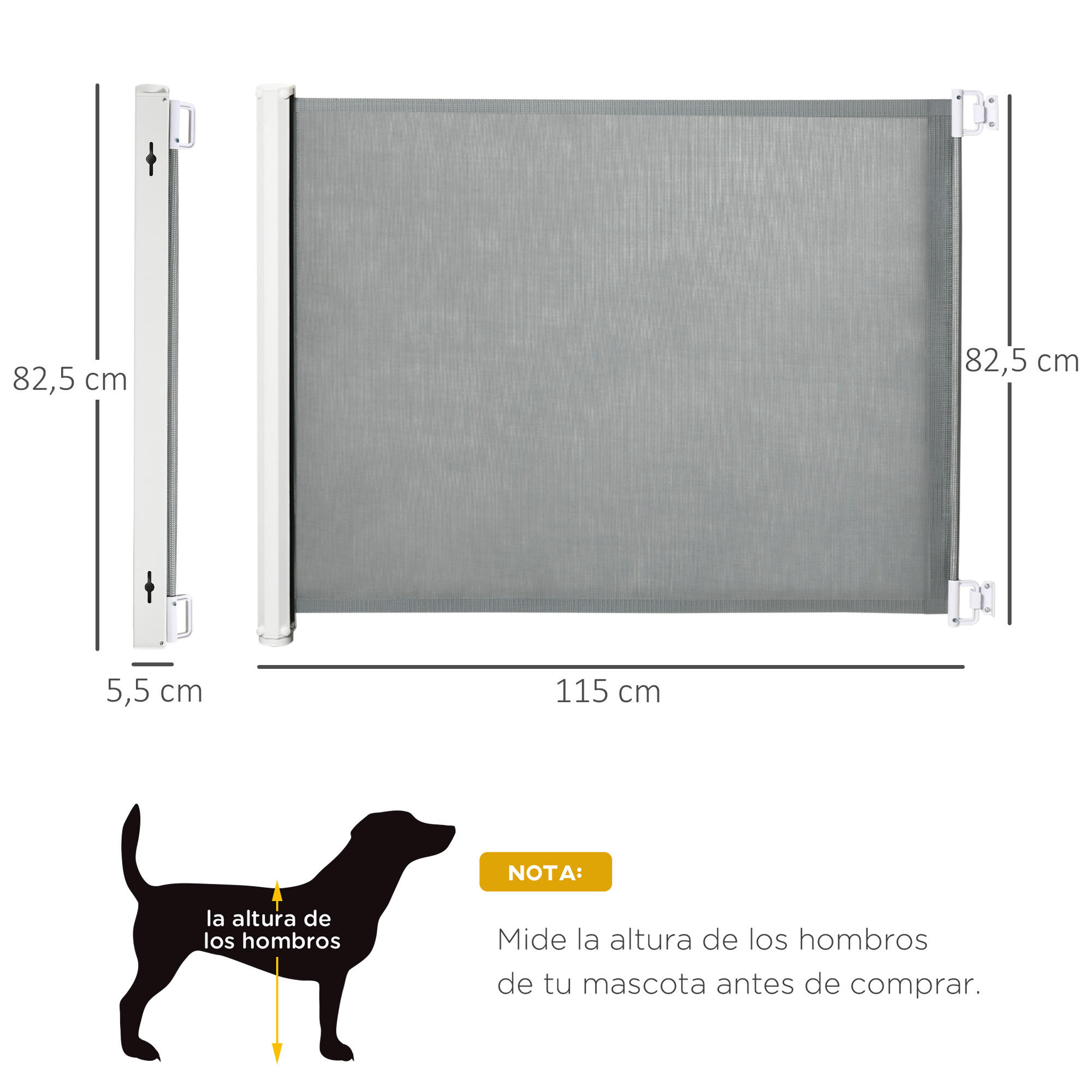Barreira de Segurança PawHut 115x5.5x82.5 cm Cinzento 3/7