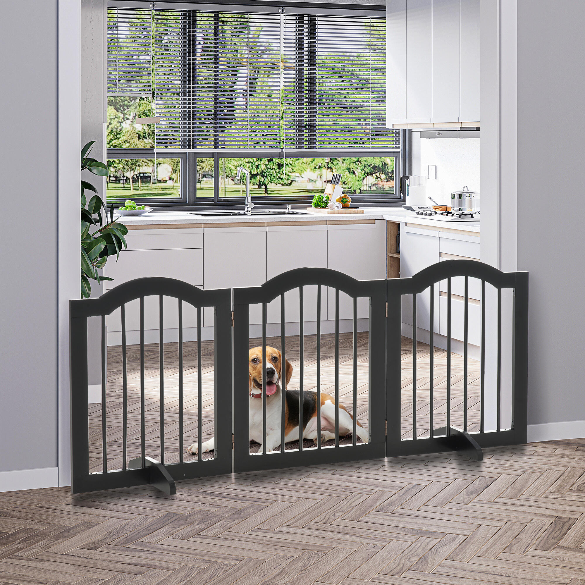 Barreira de segurança 154,5x29,5x61 cm preto PawHut 2/6
