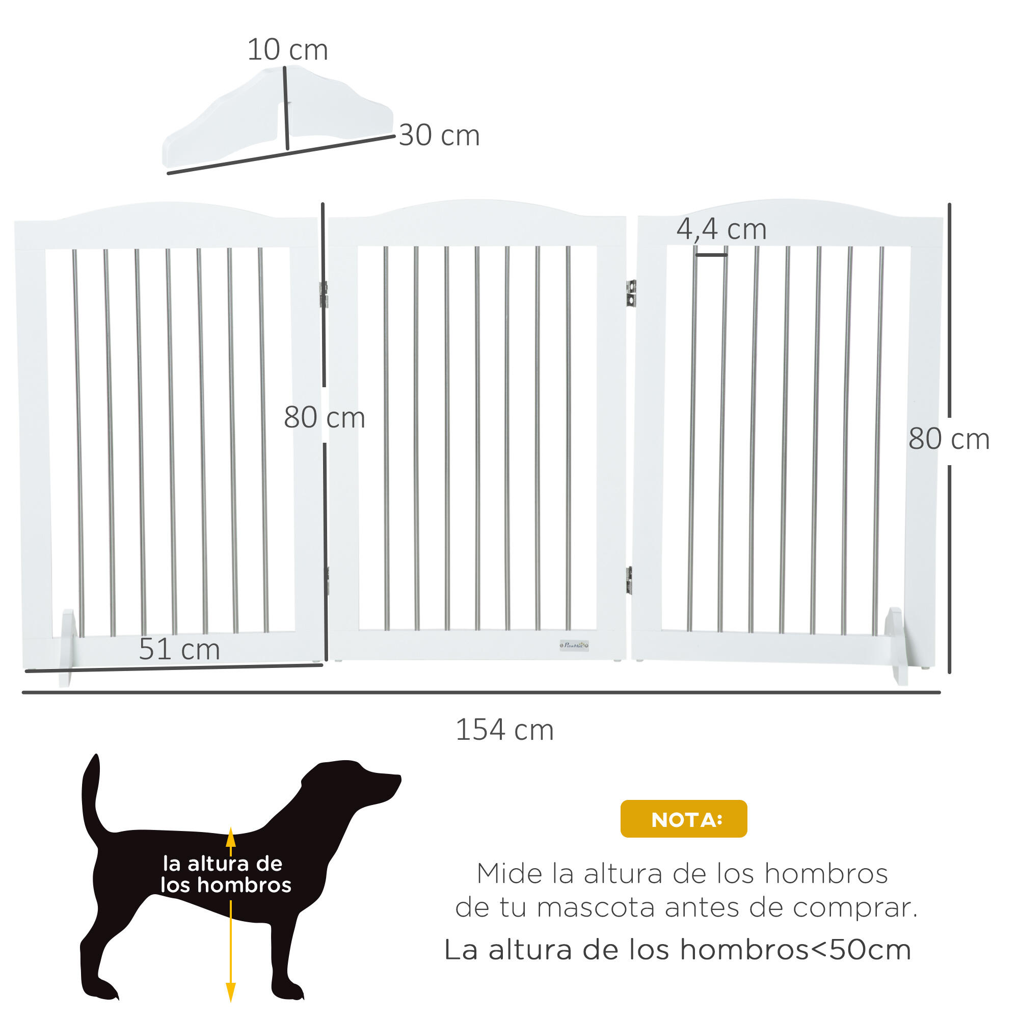 Barrera para Perros PawHut 154x30x80 cm Blanco 3/7
