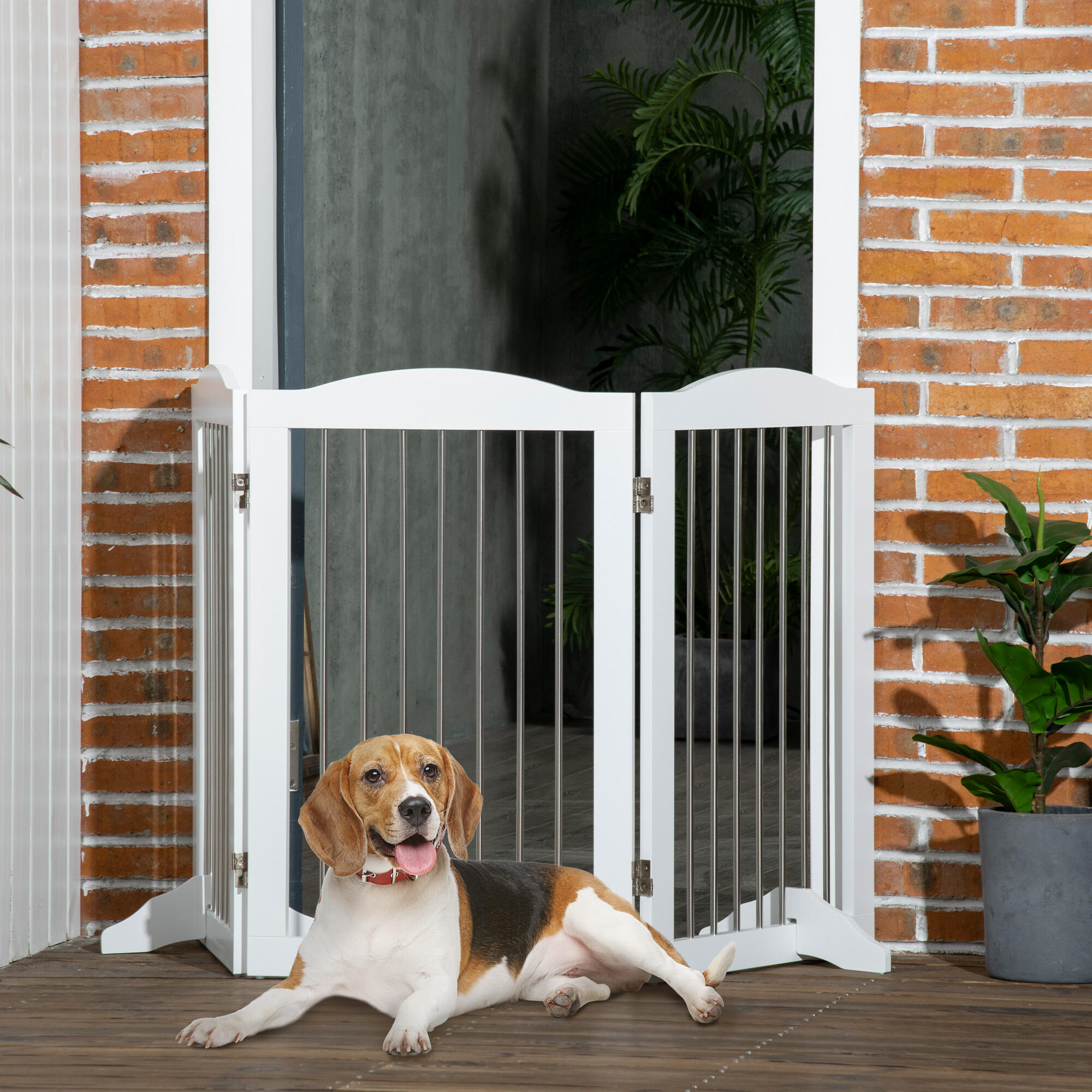 Barrera para Perros PawHut 154x30x80 cm Blanco 2/7