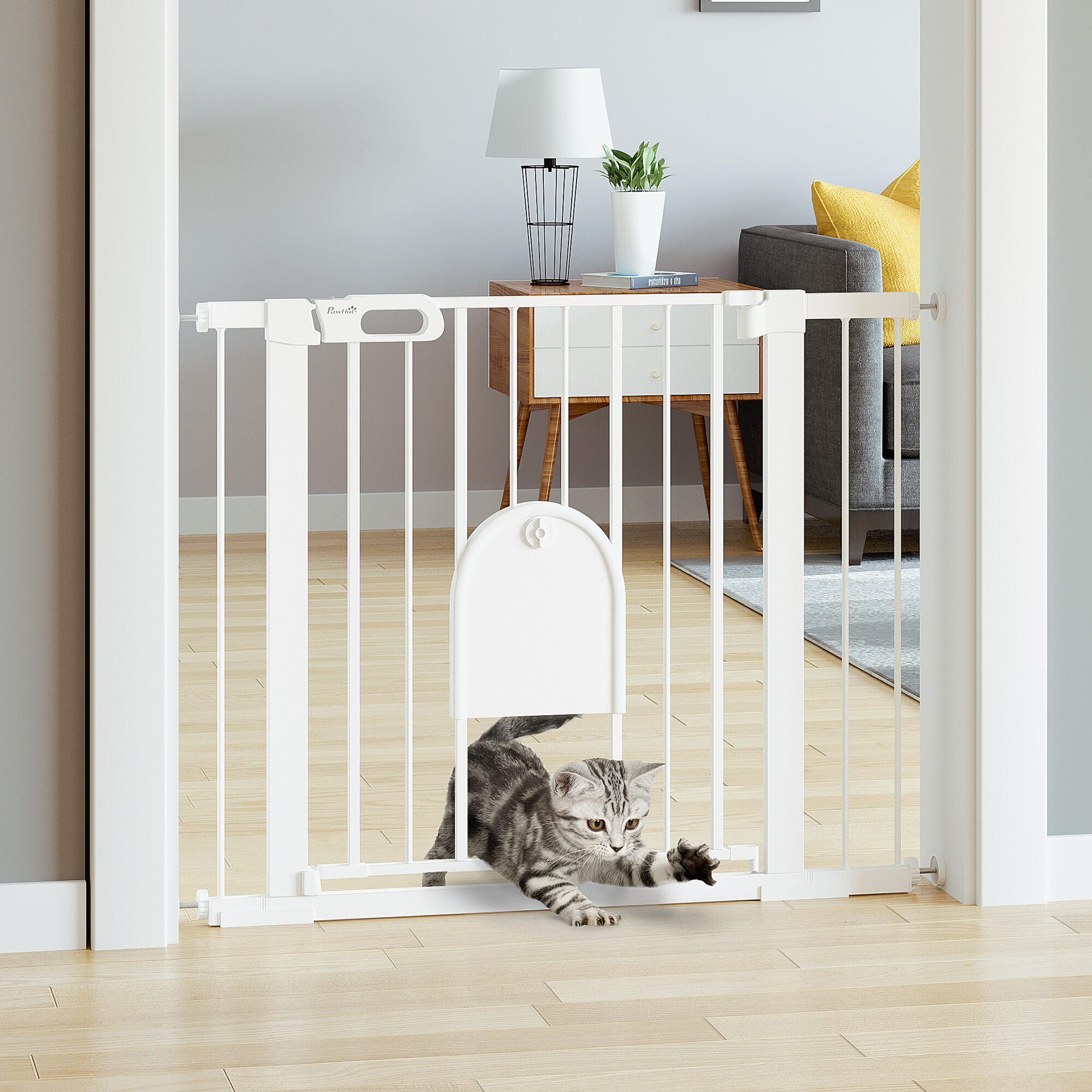 Barreira de Segurança PawHut 103x2x76 cm Branco 2/7
