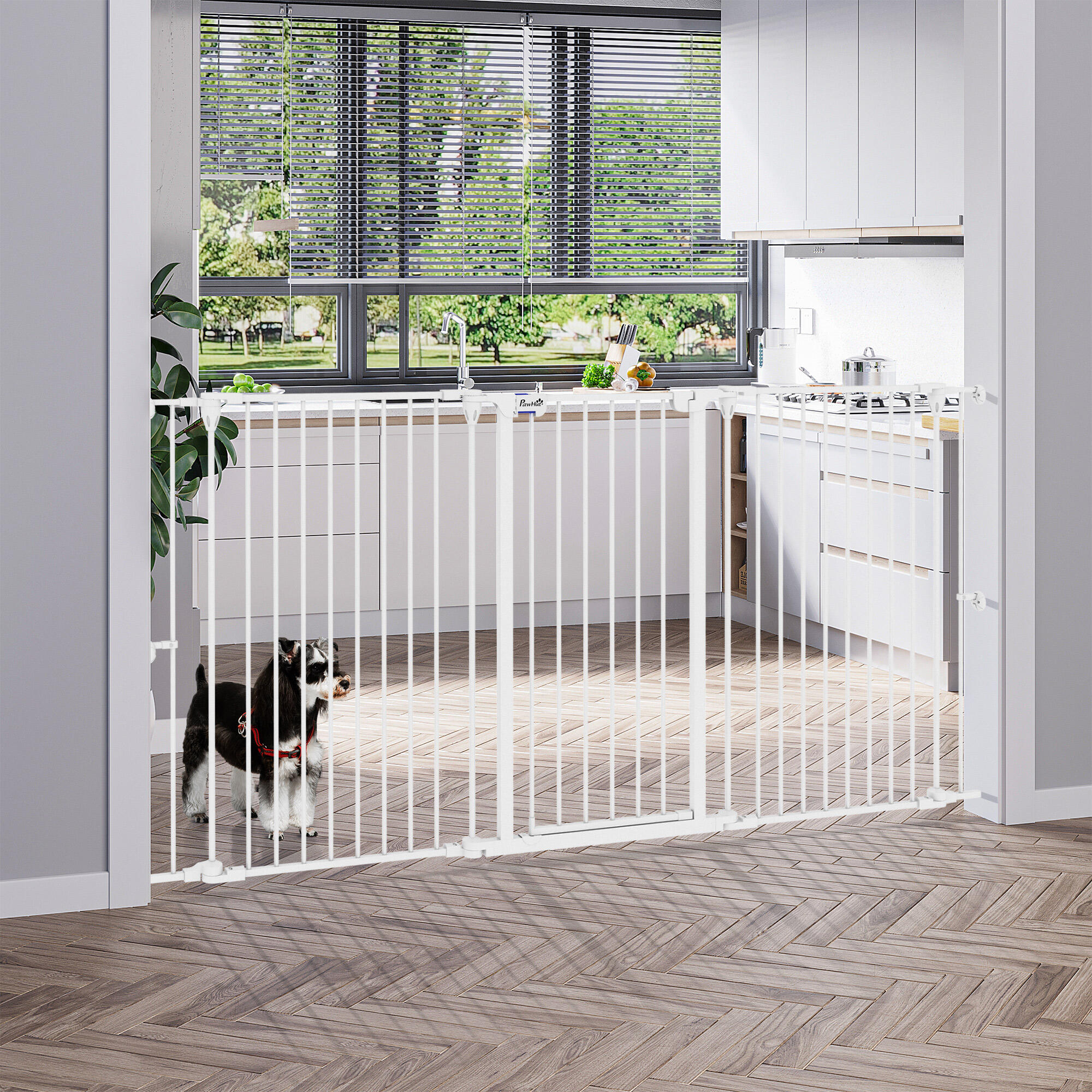 Barrera para Perros PawHut 206x90 cm Blanco 2/7