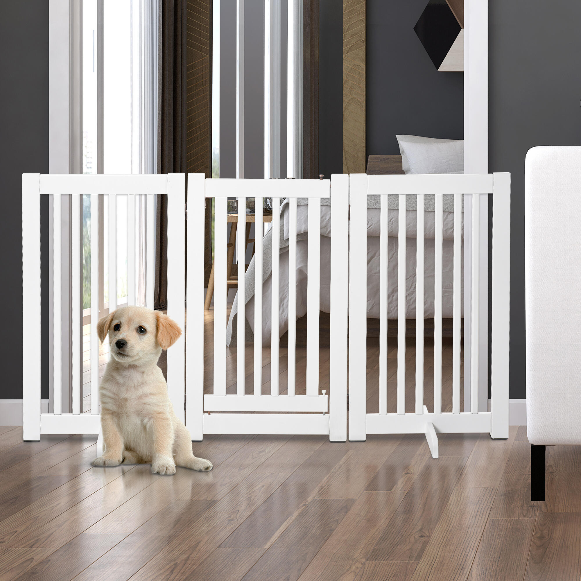 Barrera para Perros PawHut 155x35.5x76 cm Blanco 2/6