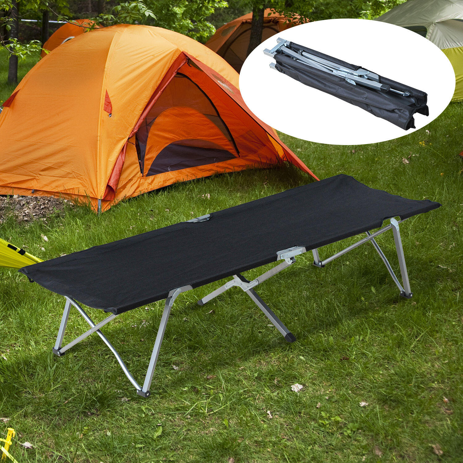 Cama de Camping Outsunny 193x64x40 cm Negro 2/7