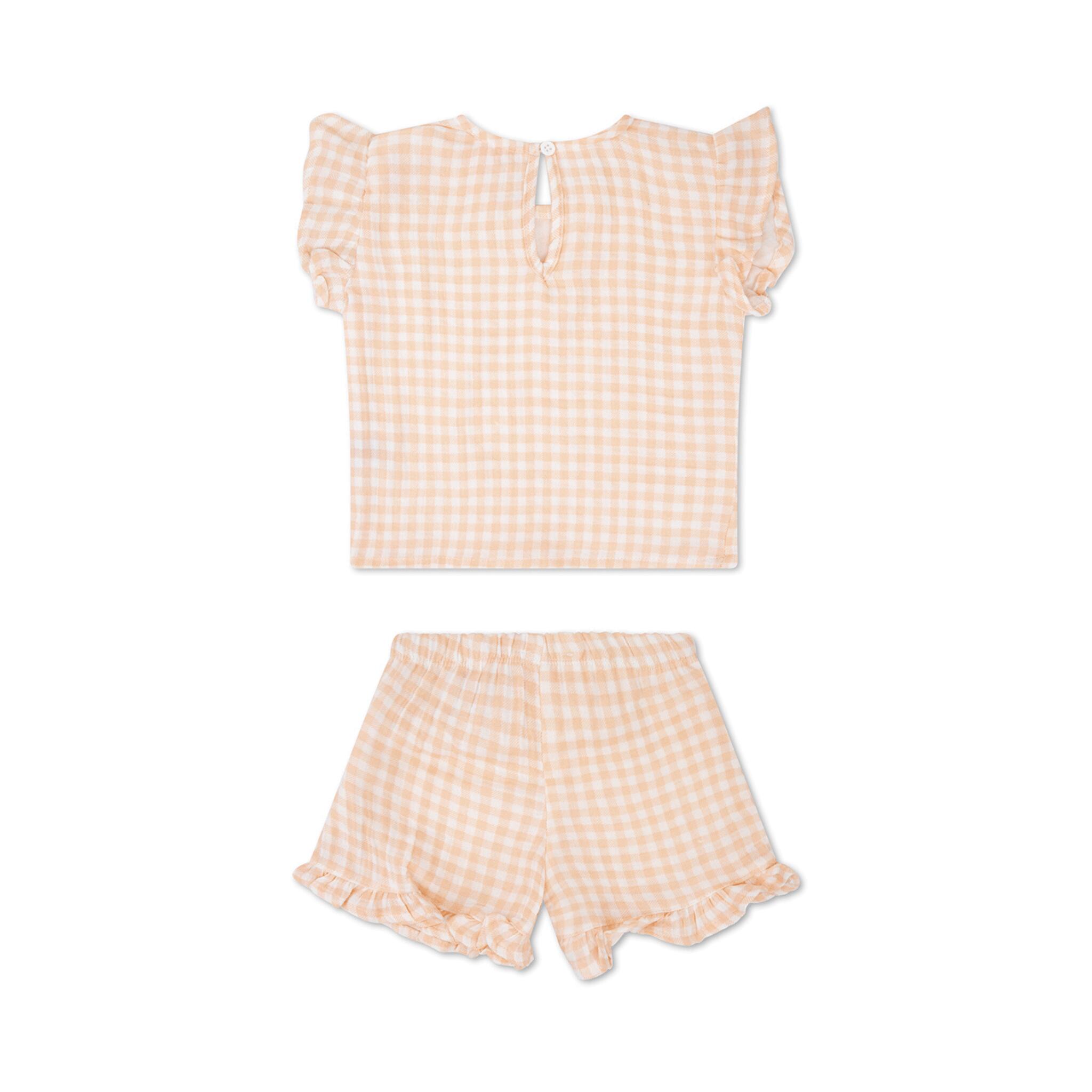Ropa de playa Niñas 1-2 Años - Muselina - Naranja/Blanco - Sunset Grid - 86/92 3/6