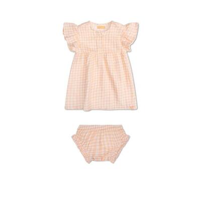 Swim essentials | oranje/wit geruit meisjes set strand - muslin - maat 62/68