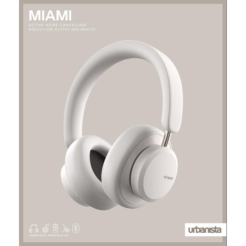 Urbanista Cascos Bluetooth con cancelación de sonido Miami white pearl