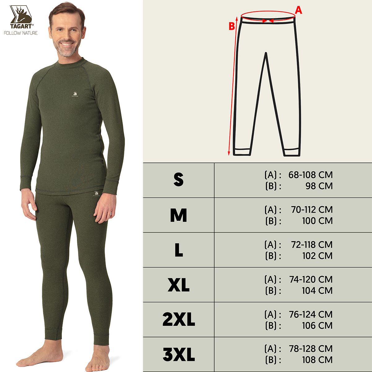 Leggings térmicos para hombre con iones de plata Tagart Woodsman verde 2/5