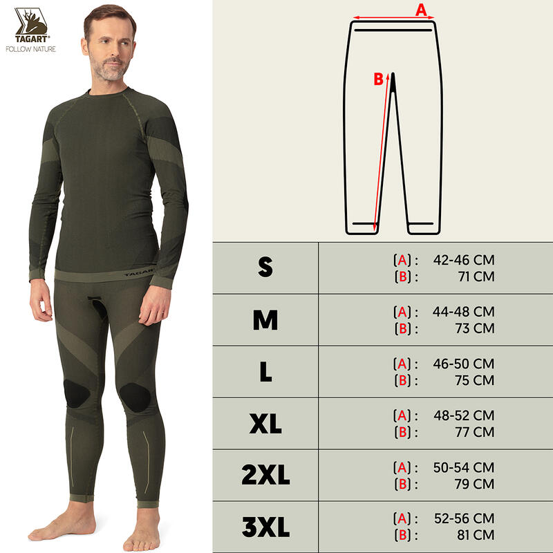 Legginguri termice pentru teren Woodsman cu ioni de argint
