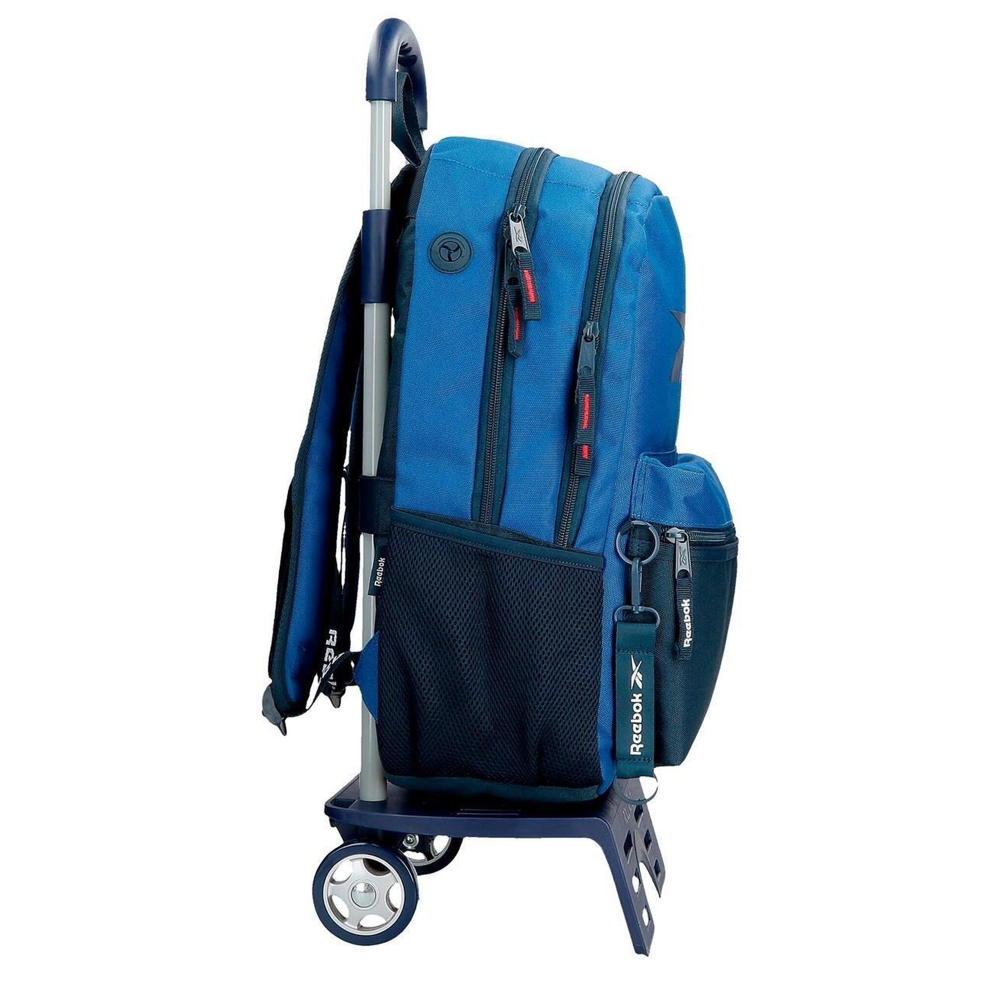 Mochila escolar  con carro Reebok Atlantic 44cm Azul