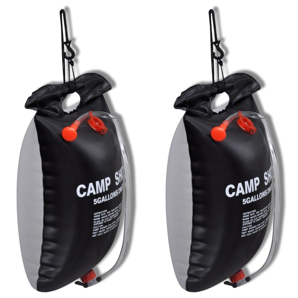 Chuveiro com aquecimento solar para campismo/exterior 20 L 2 pcs