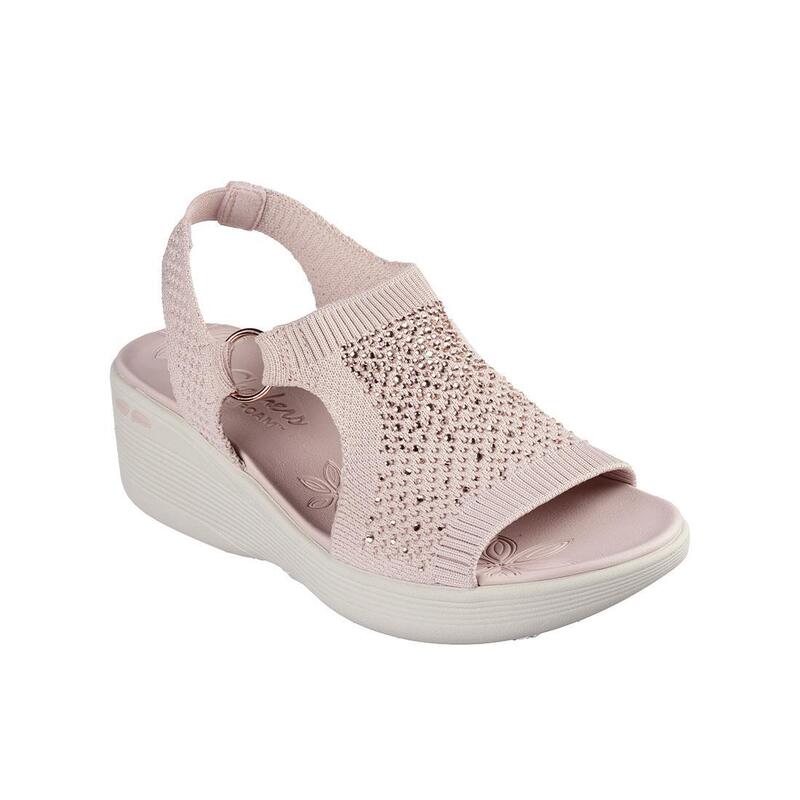 Sandalias Deportivas Mujer Skechers 163435_BLSH Beige con Cuña Acolchadas