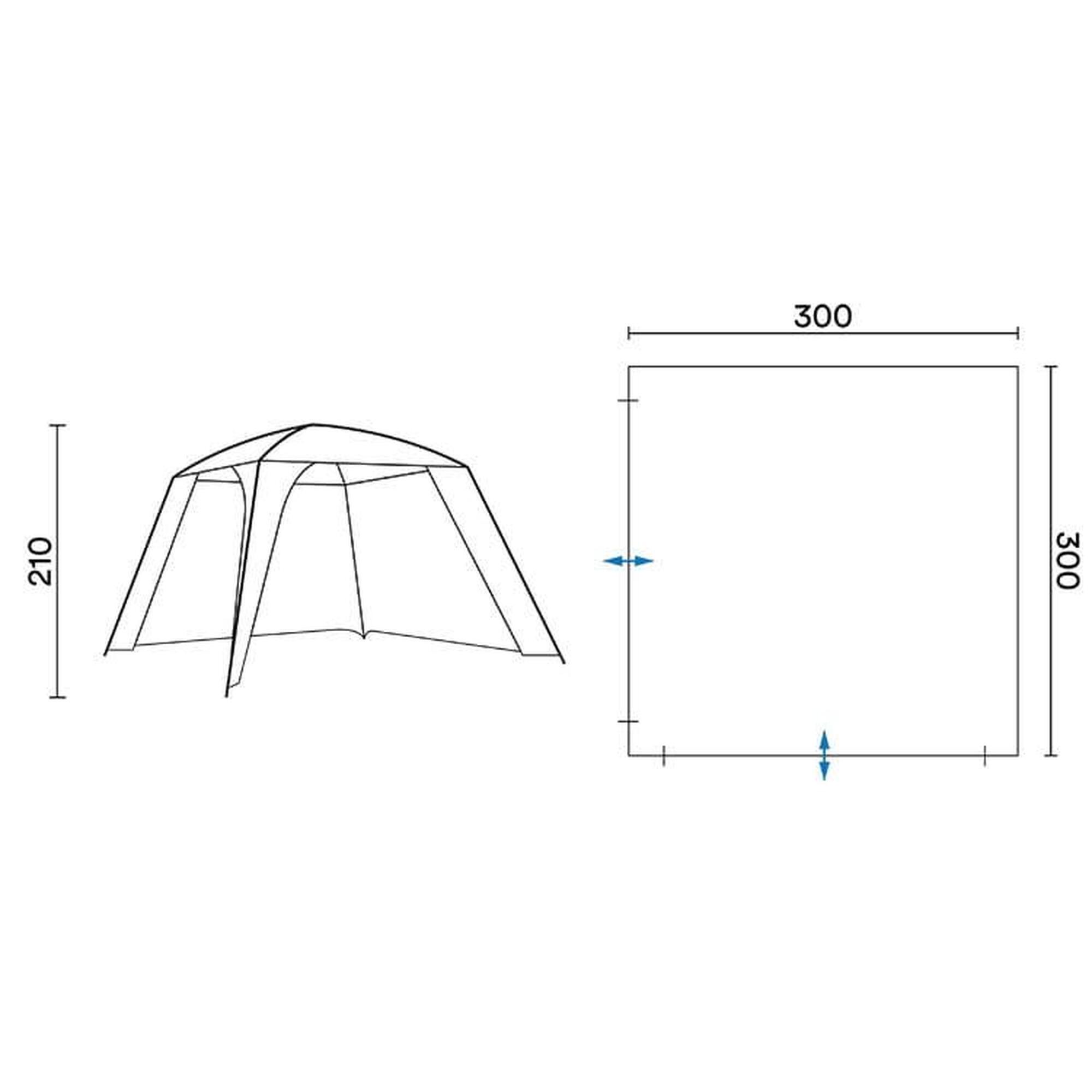 Pavellón toldo - jardín/camping - 300 x 300 cm - altura 210 cm - verde