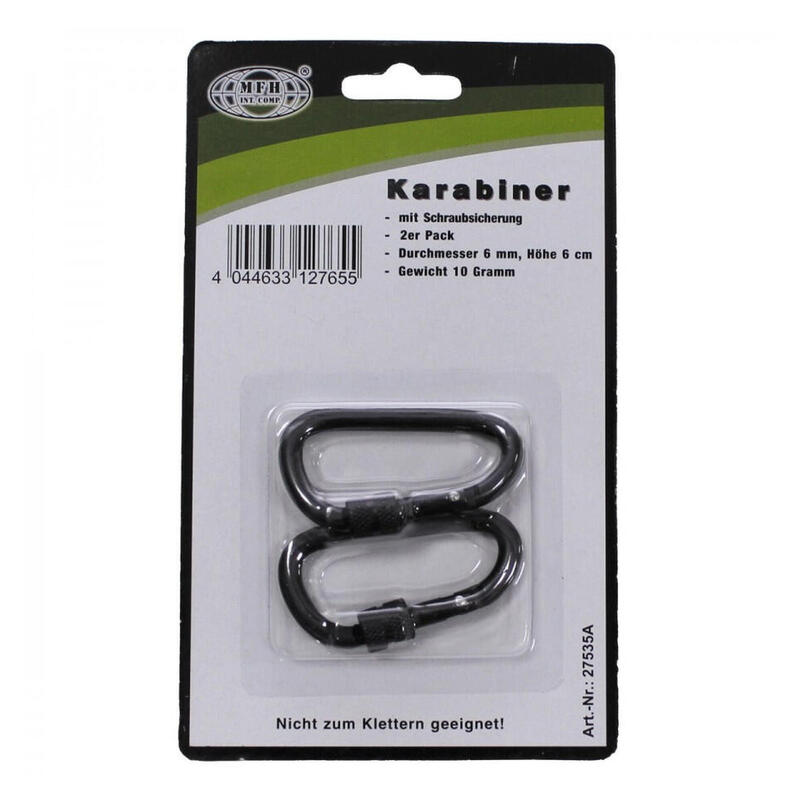 Carabina cu filet, 6 x 6 cm, set 2 bucati negru MFH