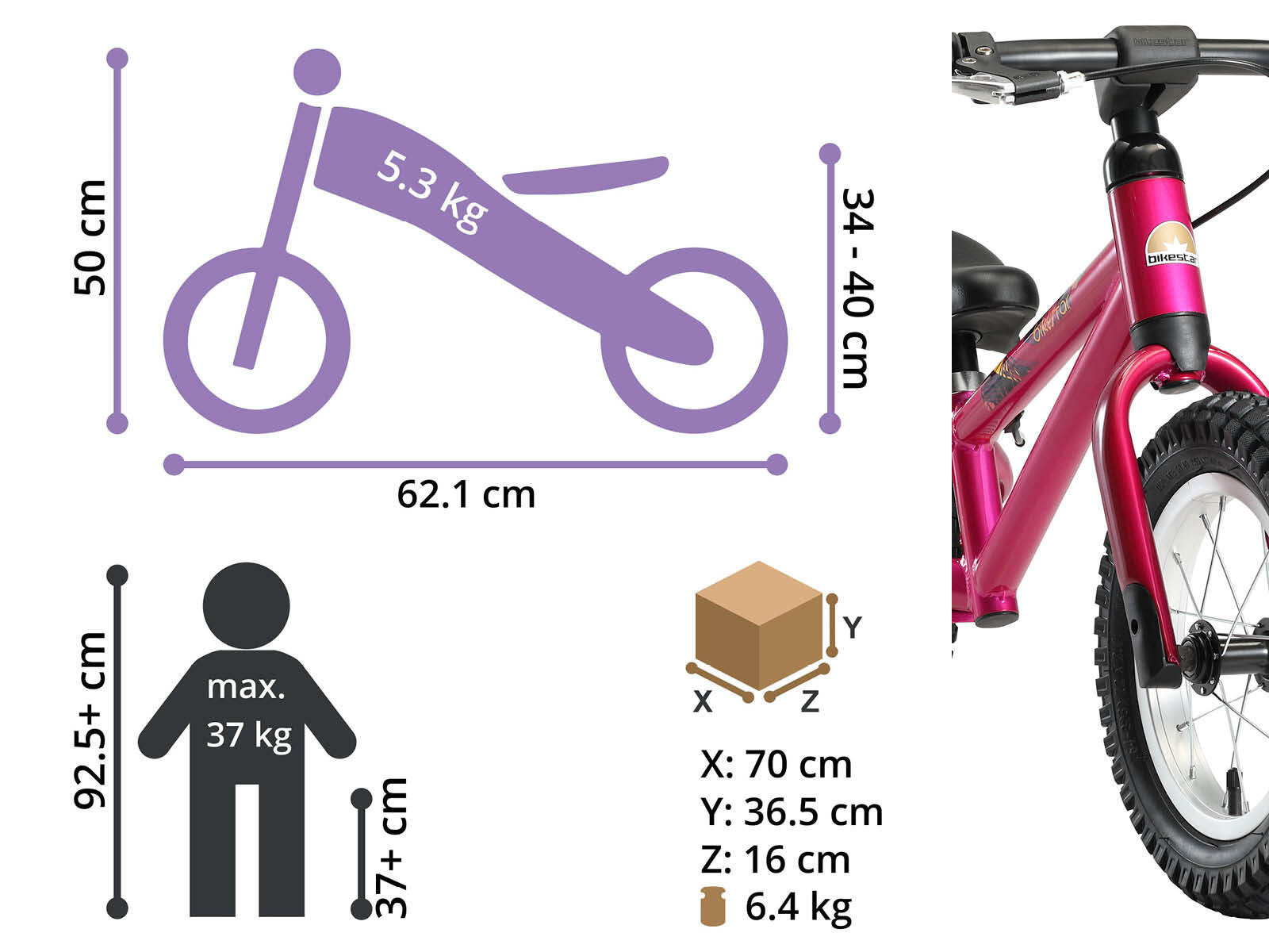 Bicicletta senza pedali per bambini 12 pollici, a partire dai 3 anni. 3/5