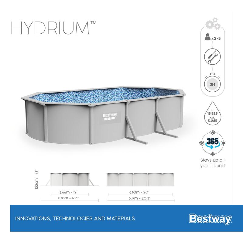 BESTWAY Piscine Acier Hors Sol Ovale Hydrium 610 X 360 X 120 Cm BESTWAY bestway-piscine-acier-hors-sol-ovale-hydrium-610-x-360-x-120-cm-bestway