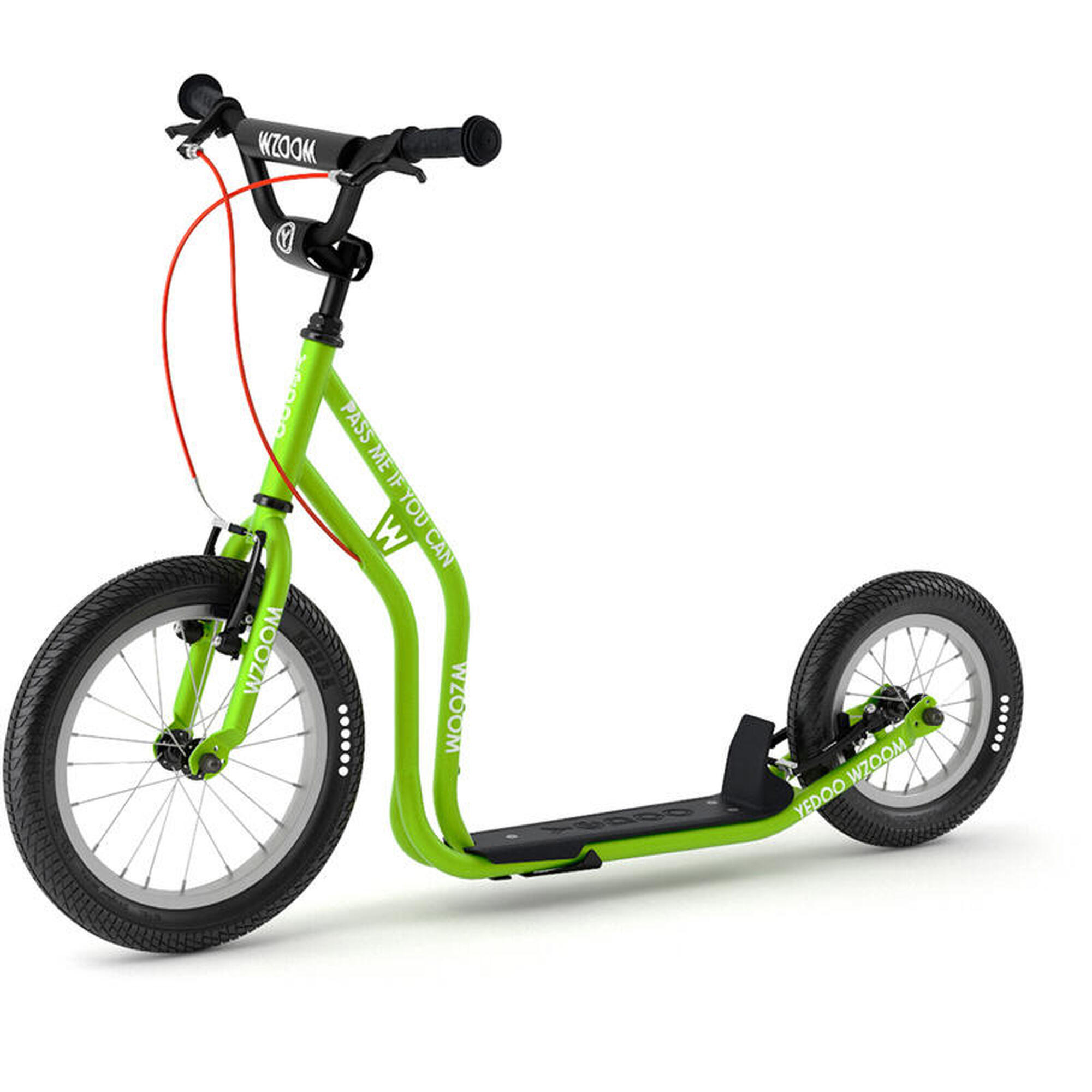 Wzoom green scooter with inflatable tires