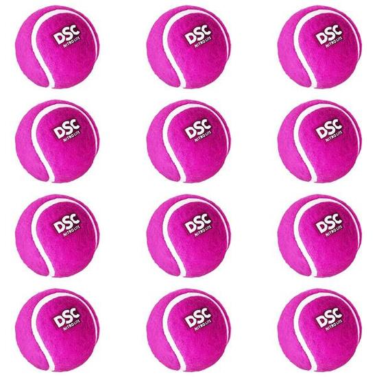 DSC Nitro Heavy Tennis-Cricket-Ball (Pink), 12er Pack, Gummi