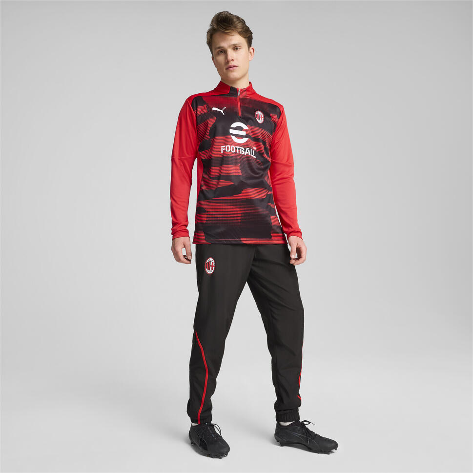 Męskie tkane spodnie przedmeczowe z tkaniny AC Milan PUMA Black For All Time Red
