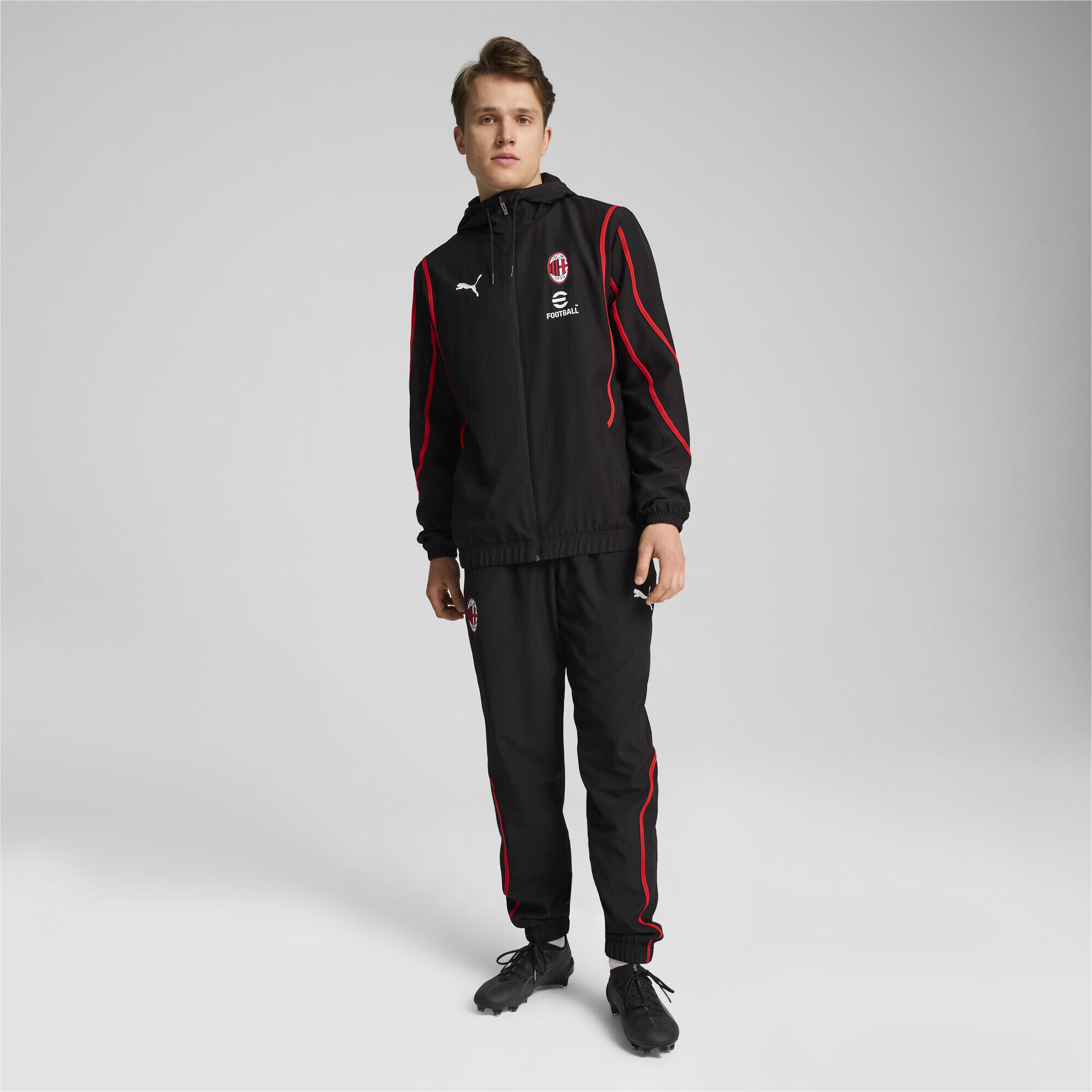 AC Mailand Gewebte Aufwärmjacke Herren PUMA Black For All Time Red 4/7