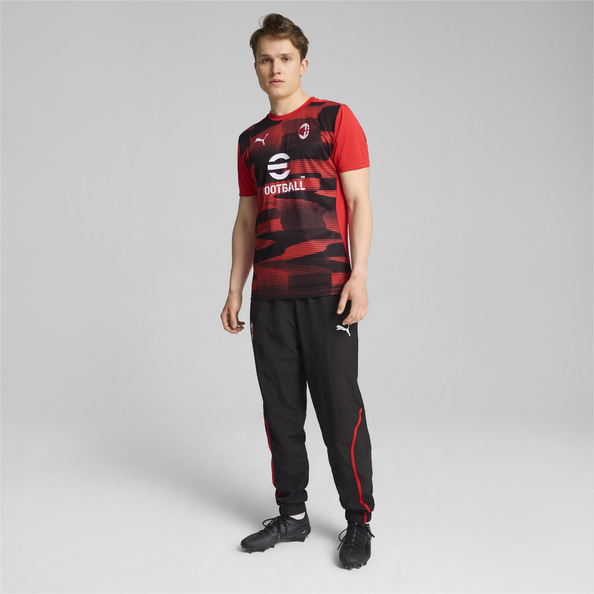 Maglia a maniche corte pre-partita AC Milan da uomo PUMA For All Time Red Black 6/7