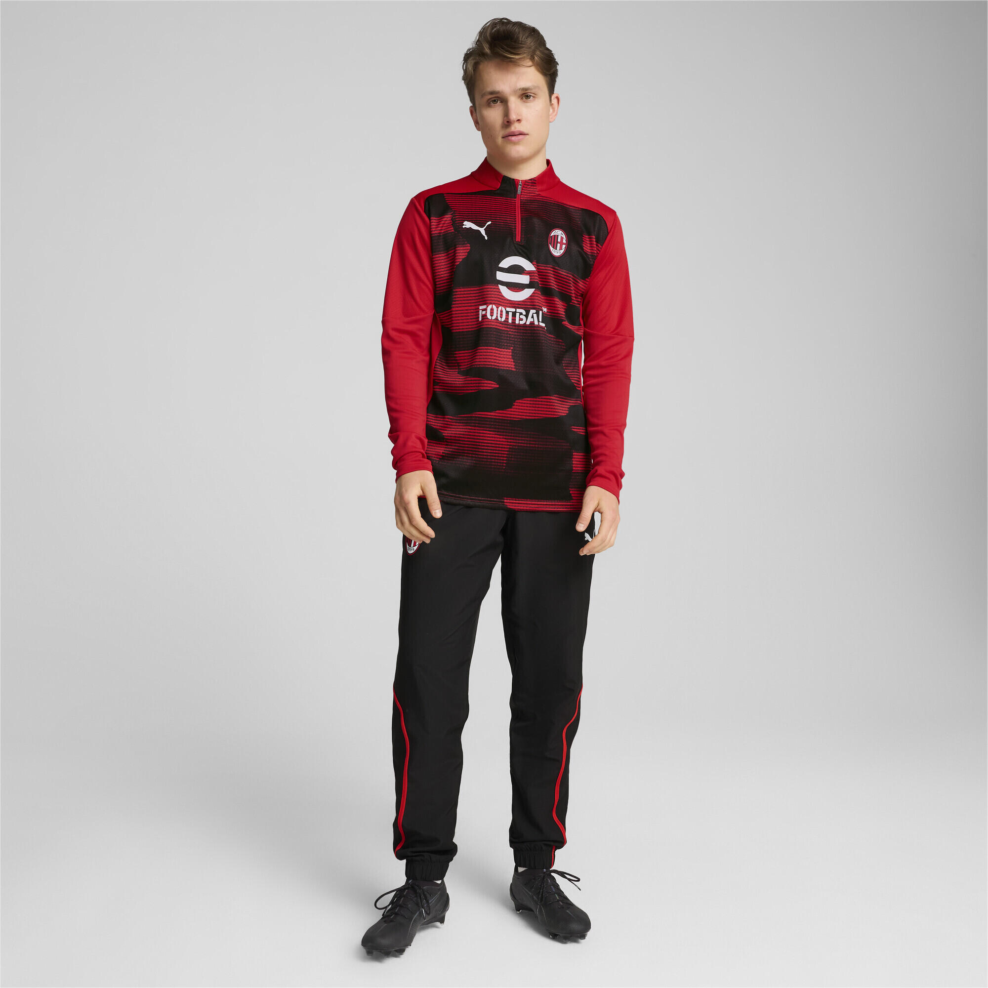 Haut d'avant-match à 1/4 zip AC Milan Homme PUMA For All Time Red Black 6/7