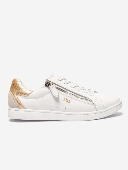 Baskets zippées Femme - LAGAZIP Blanc + Or
