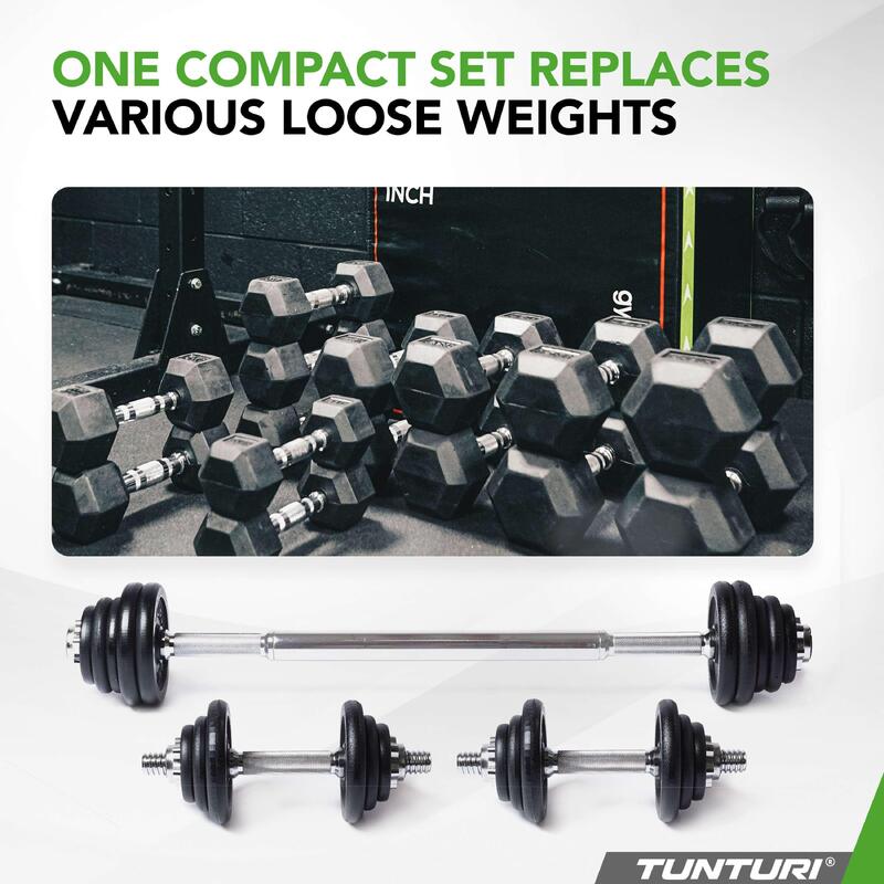 Set d'haltères + Barres + Poids 20KG 3