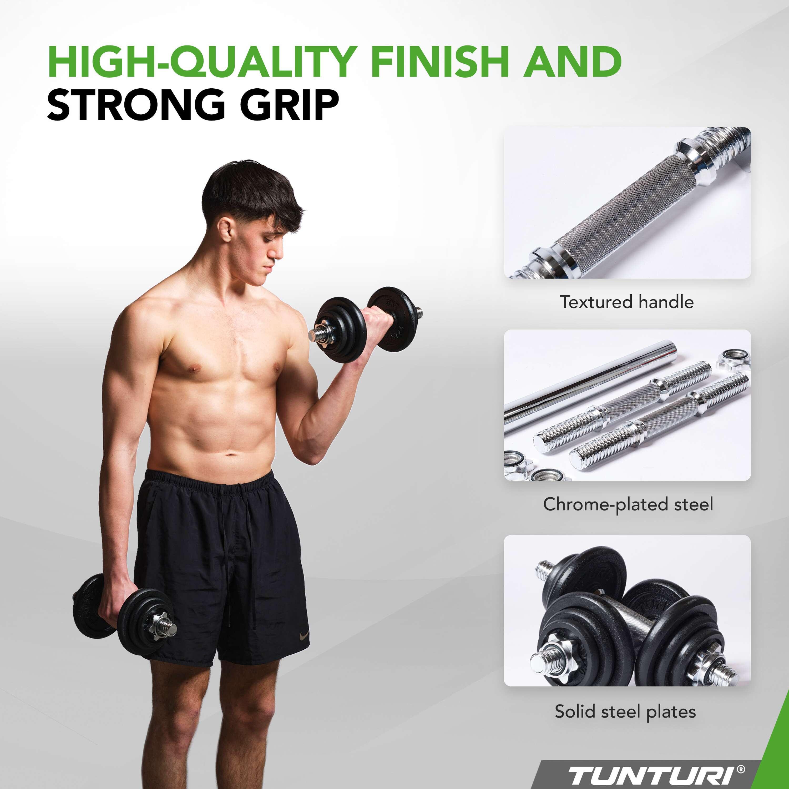 Halter en Dumbells Gewichtenset - Halterset 20 kg - Halterstang met Gewichten 7/7