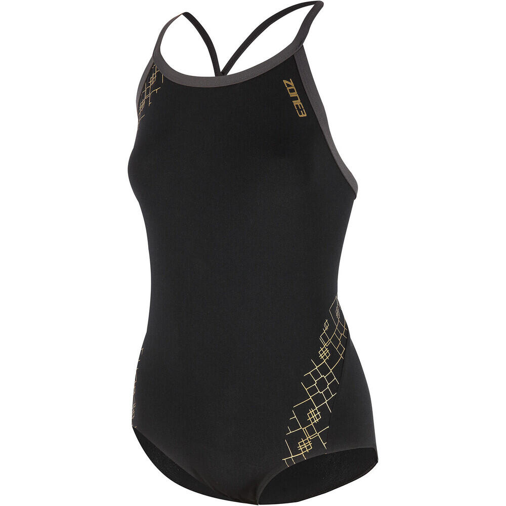 ZONE3 Costume da bagno Zone3 Iconic Bound Back - Nero / Oro - Taglia 34