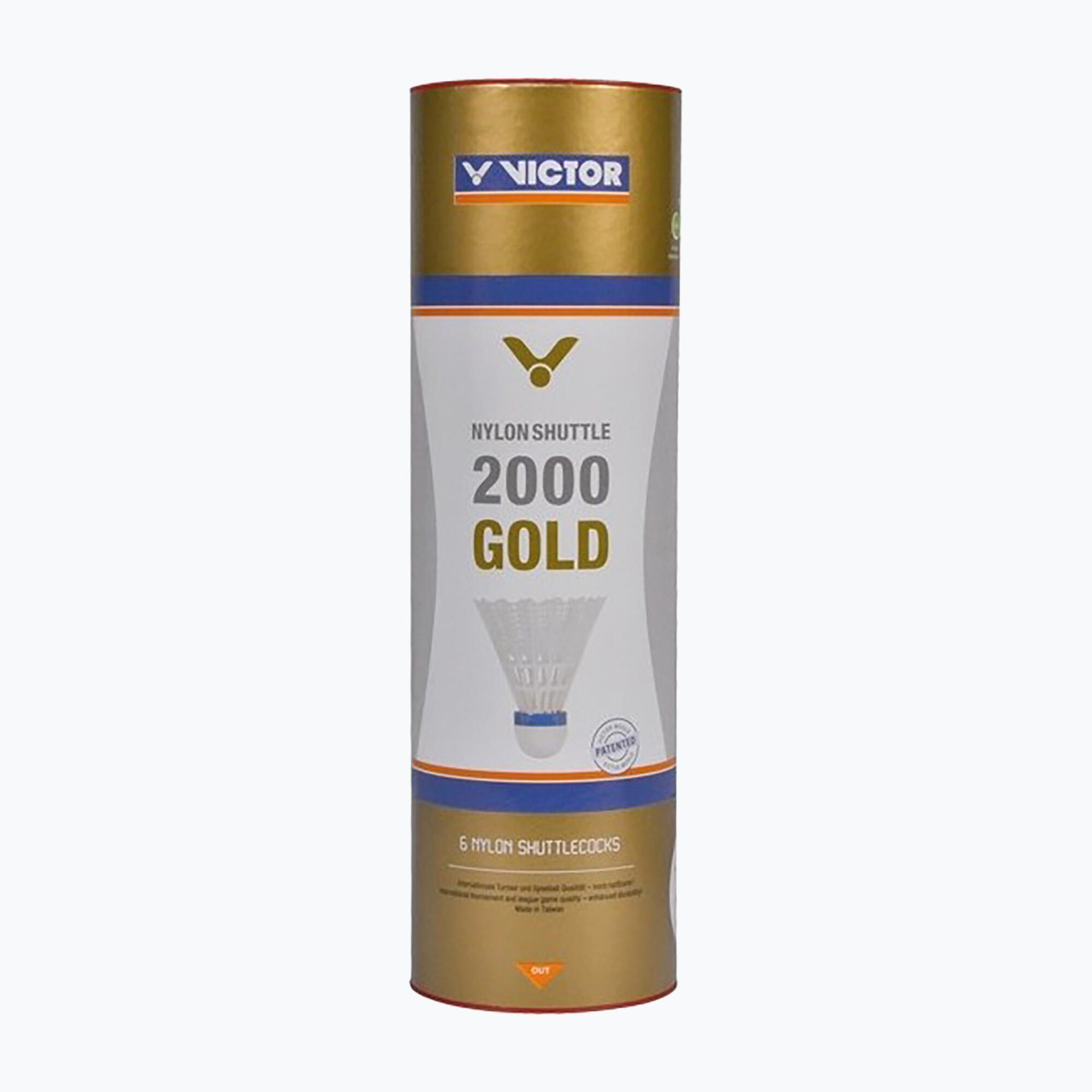 Tube de 12 volants de badminton Victor Nylon Shuttle 2000 4/6