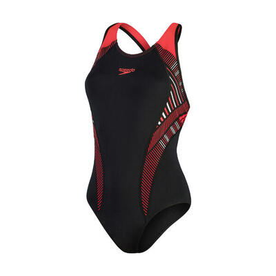 Speedo womens placement laneback black/fed red/white