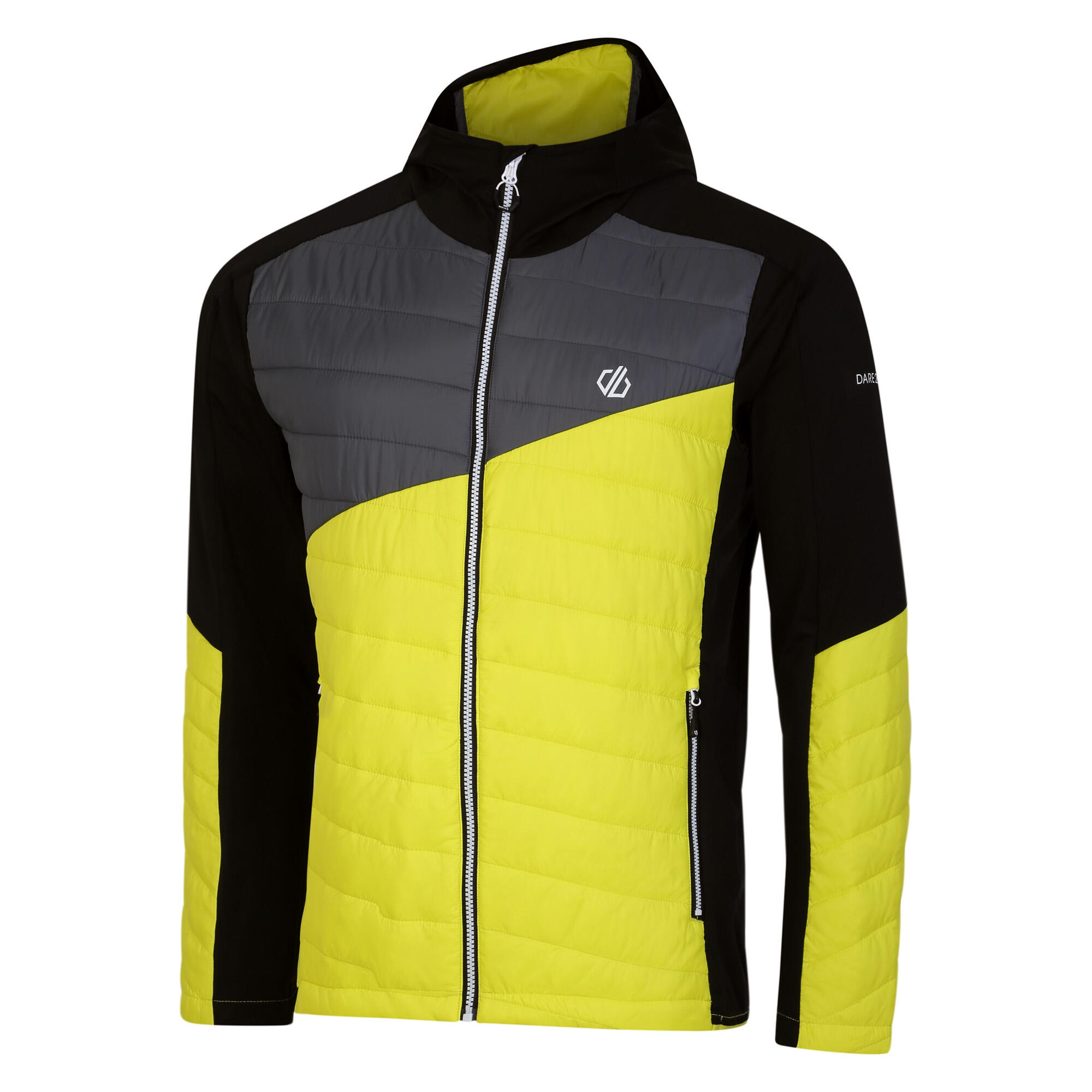 Heren Touring Contrast Paneel Hybride Jas (Neon Spring/Zwart) 3/5