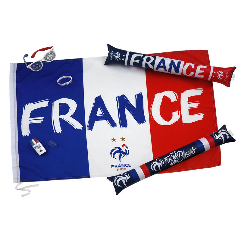 Kit du Supporter FFF - Drapeau Lunettes Maquillage Bracelet - 2 étoiles