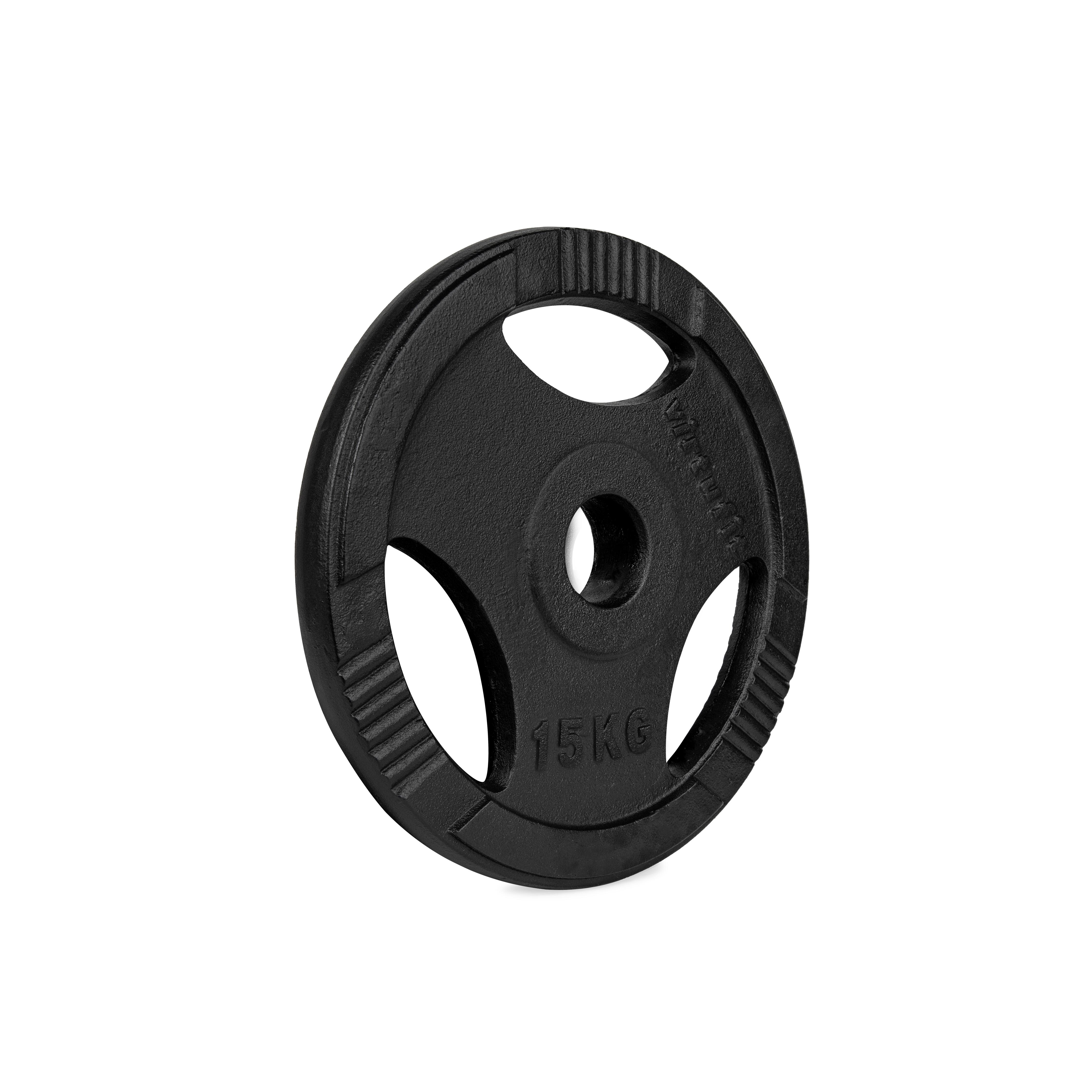 Virtufit - Plaque De Poids Olympique En Fonte - Musculation - Poids De Musculation - Noir - 15 Kg - Decathlon