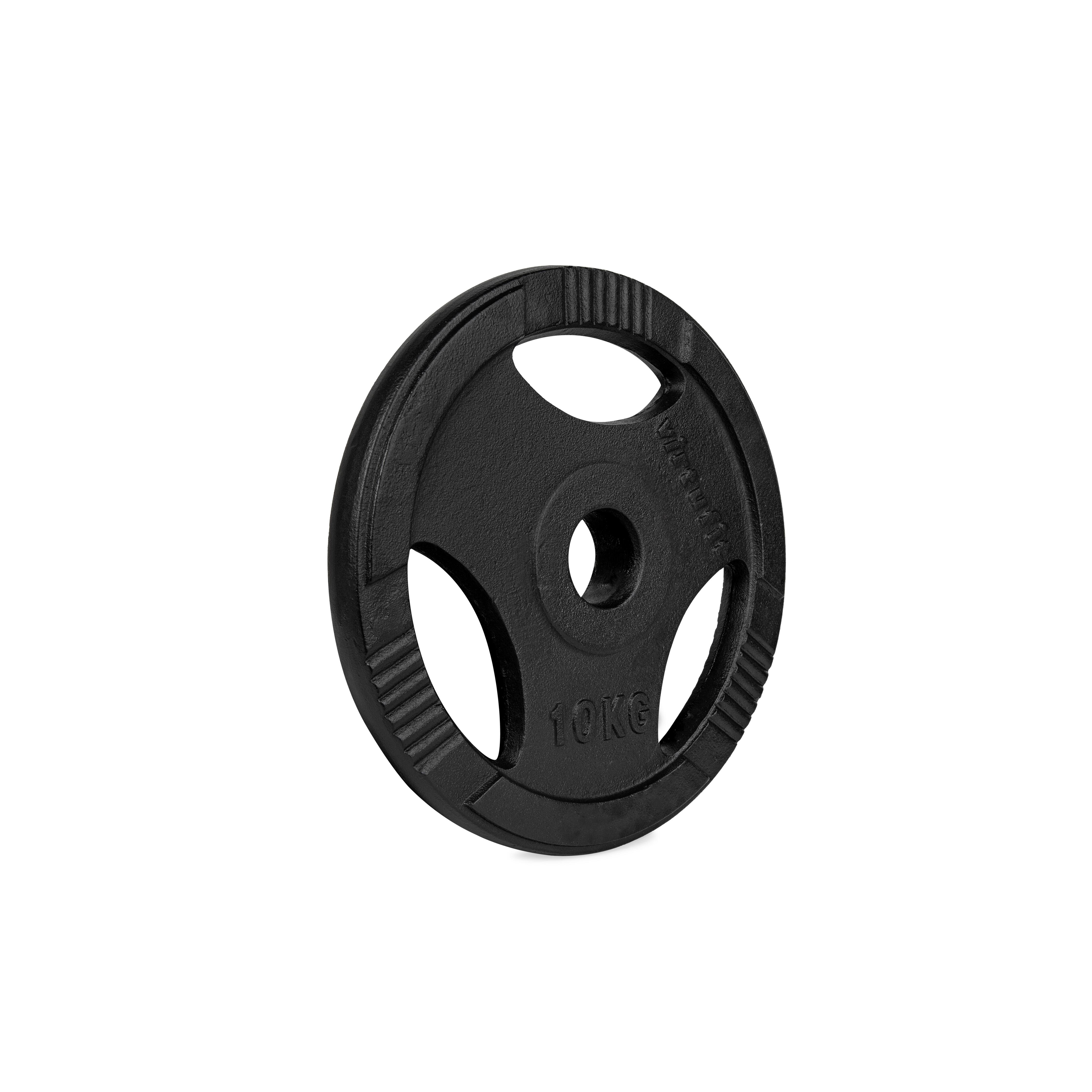 Virtufit - Plaque De Poids Olympique En Fonte - Musculation - Poids De Musculation - Noir - 10 Kg - Decathlon