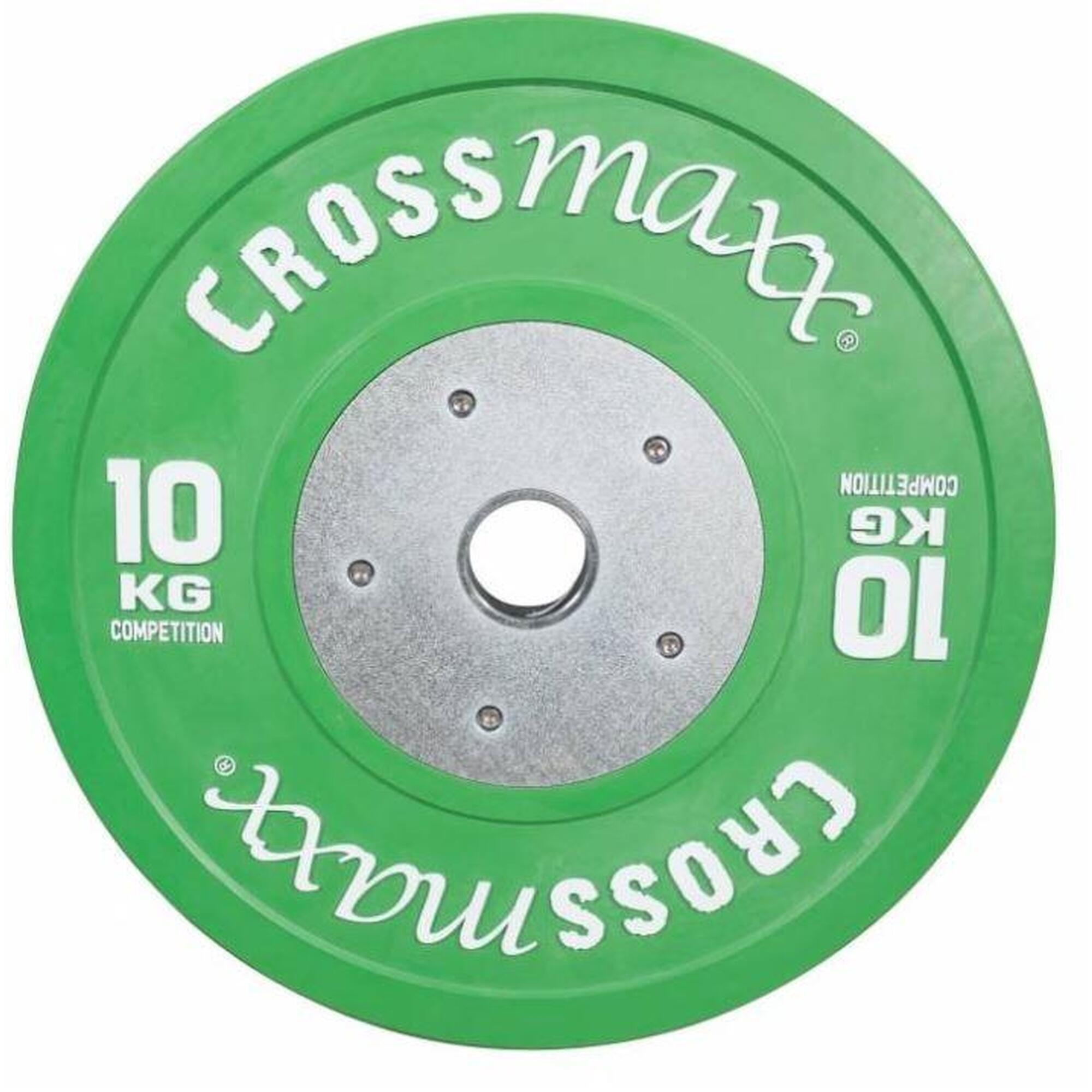 Lifemaxx - Crossmaxx Competition Bumper Plate - Plaque De Poids - 50 Mm - 10 Kg - Poids De Musculation - Vert - 10 Kg - Decathlon