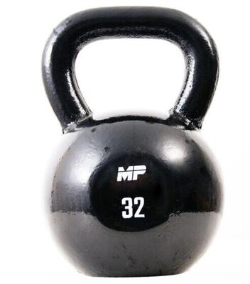 Muscle power gietijzeren kettlebell - zwart - 32 kg