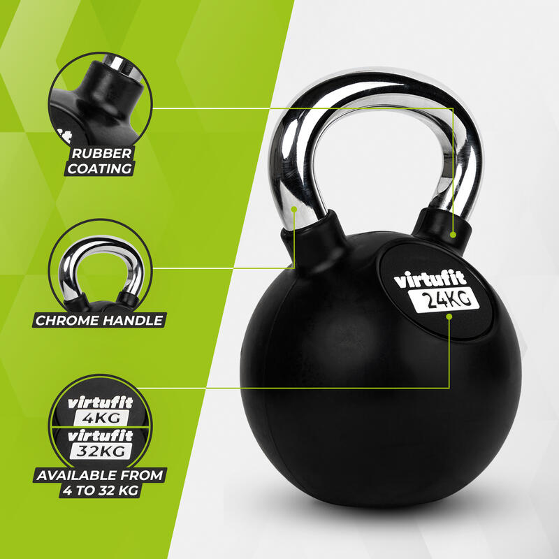 Gantera Kettlebell din cauciuc 24 kg VirtuFit